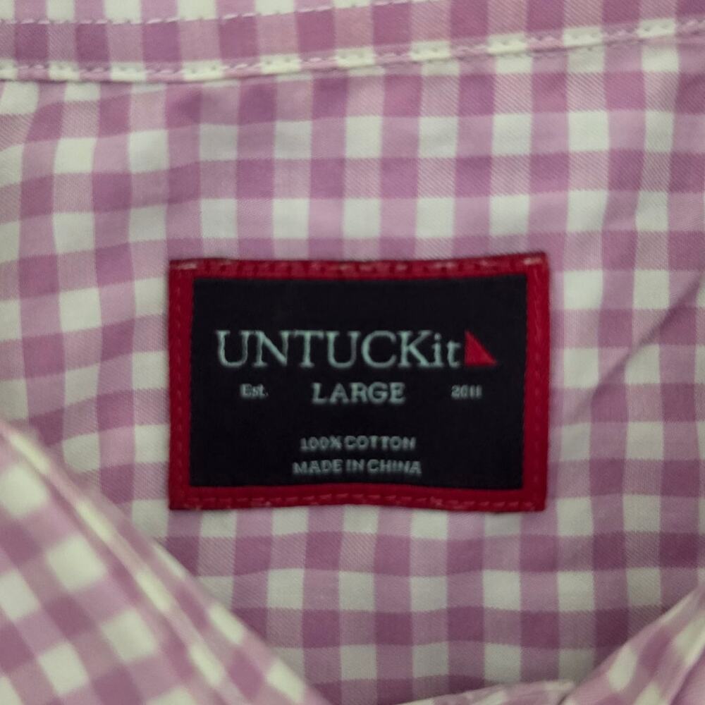 UNTUCKit Men's Large Purple Gingham Button-Down Shirt - Picture 4 of 10